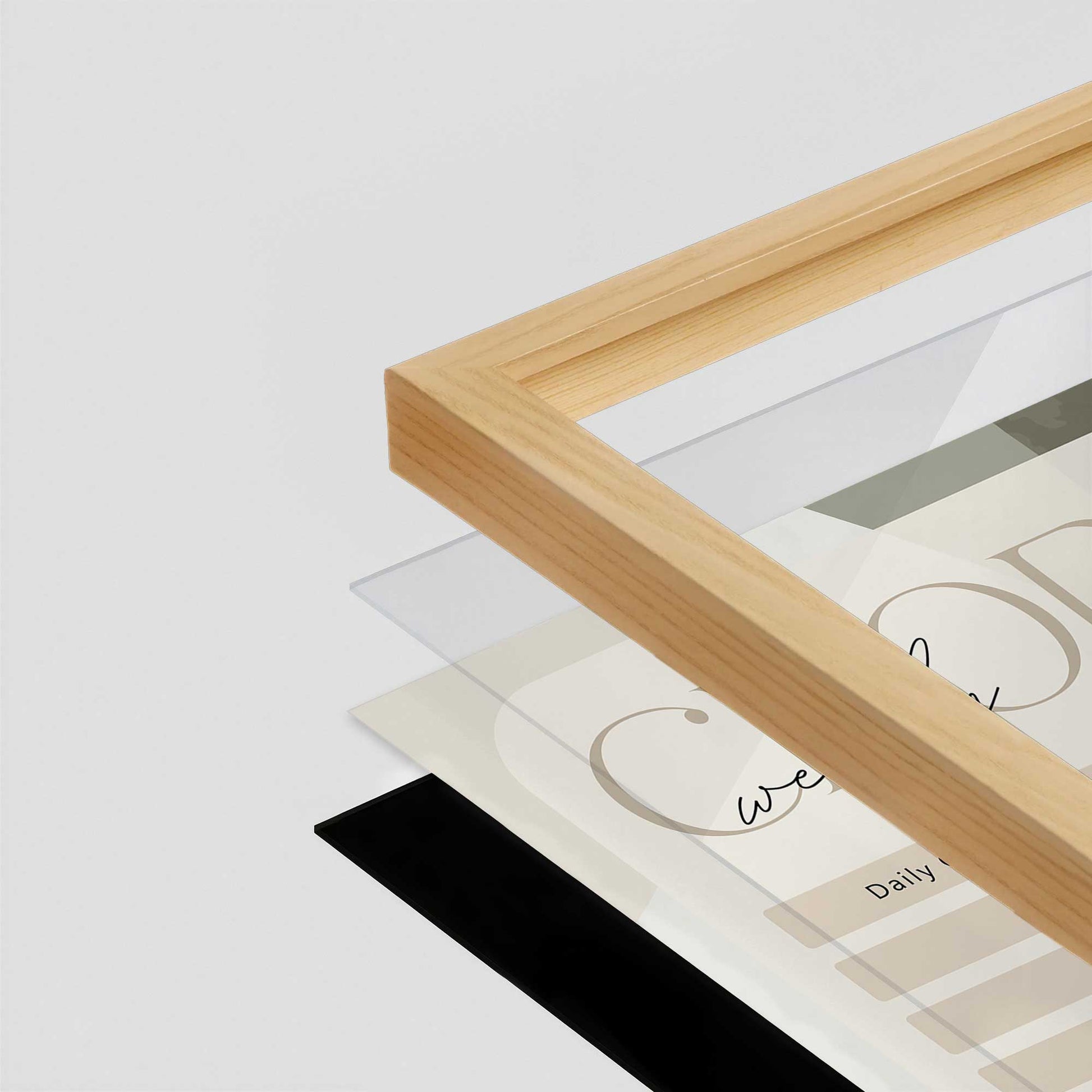 [Color:American Maple], Picture of art in a American Maple frame at an angle