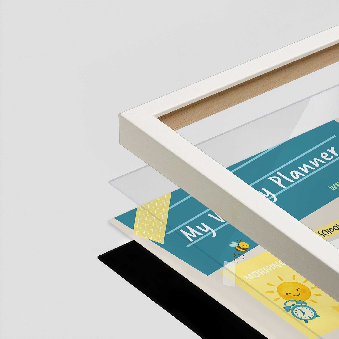 [Color:Opaque White], Picture of art in a Opaque White frame at an angle