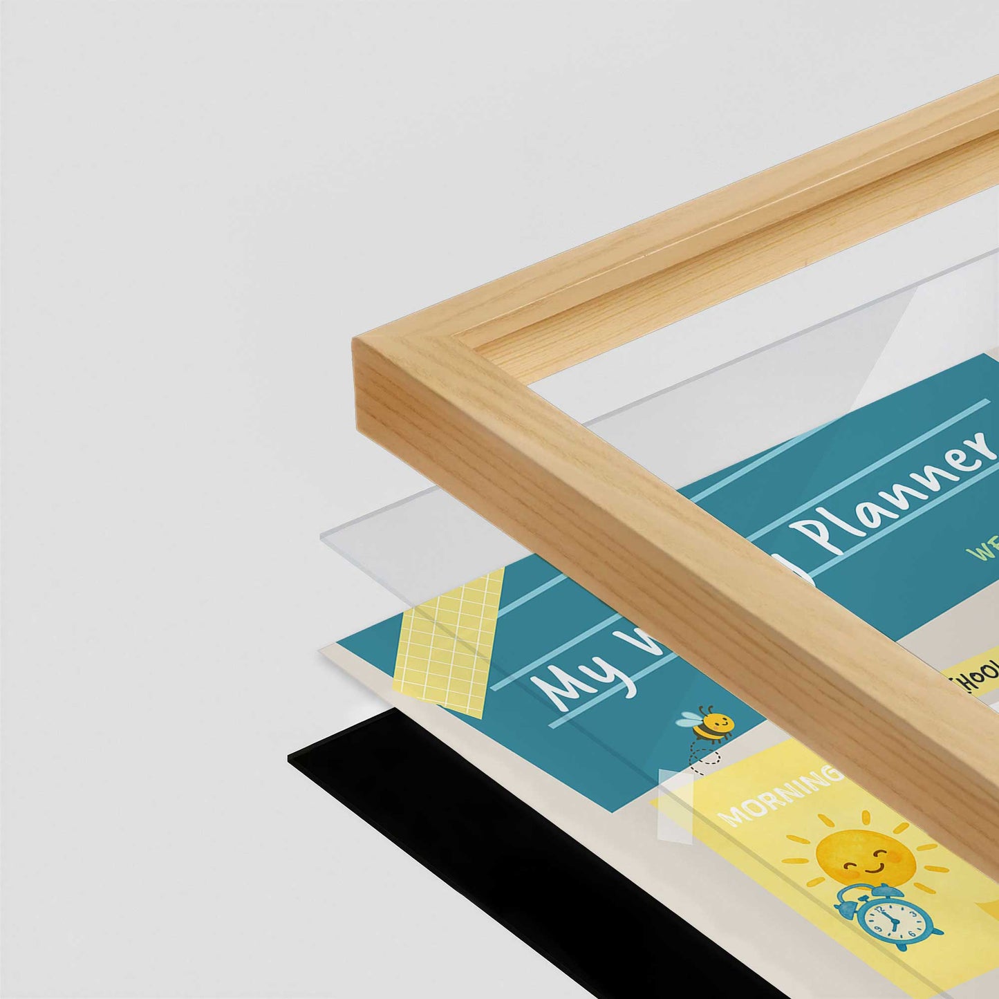 [Color:American Maple], Picture of art in a American Maple frame at an angle