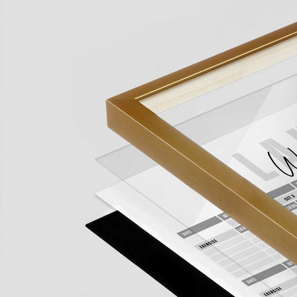 [Color:Polished Gold], Picture of art in a Polished Gold frame at an angle