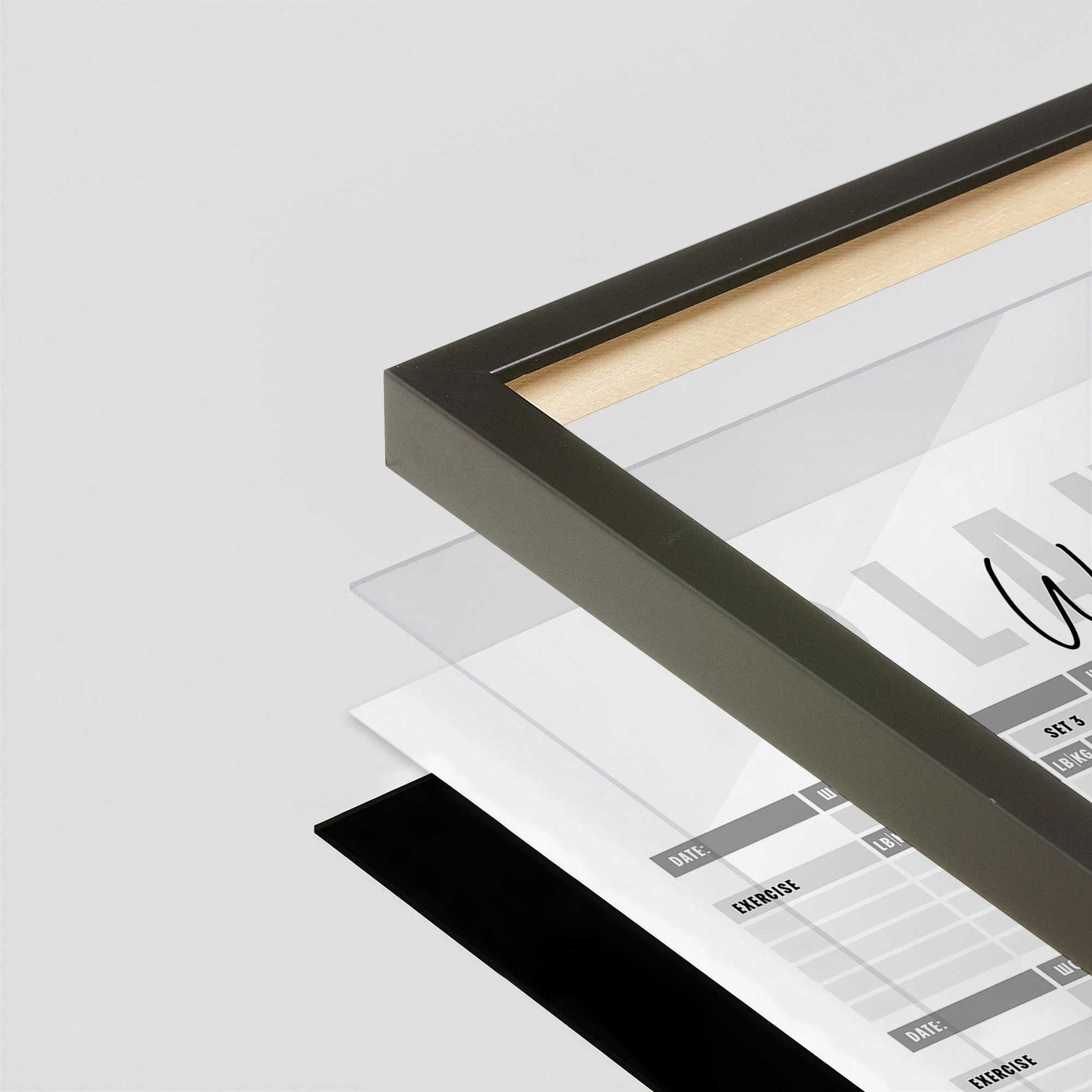 [Color:Satin Black], Picture of art in a Satin Black frame at an angle