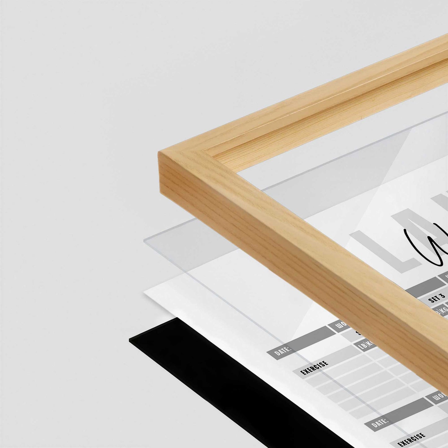 [Color:American Maple], Picture of art in a American Maple frame at an angle