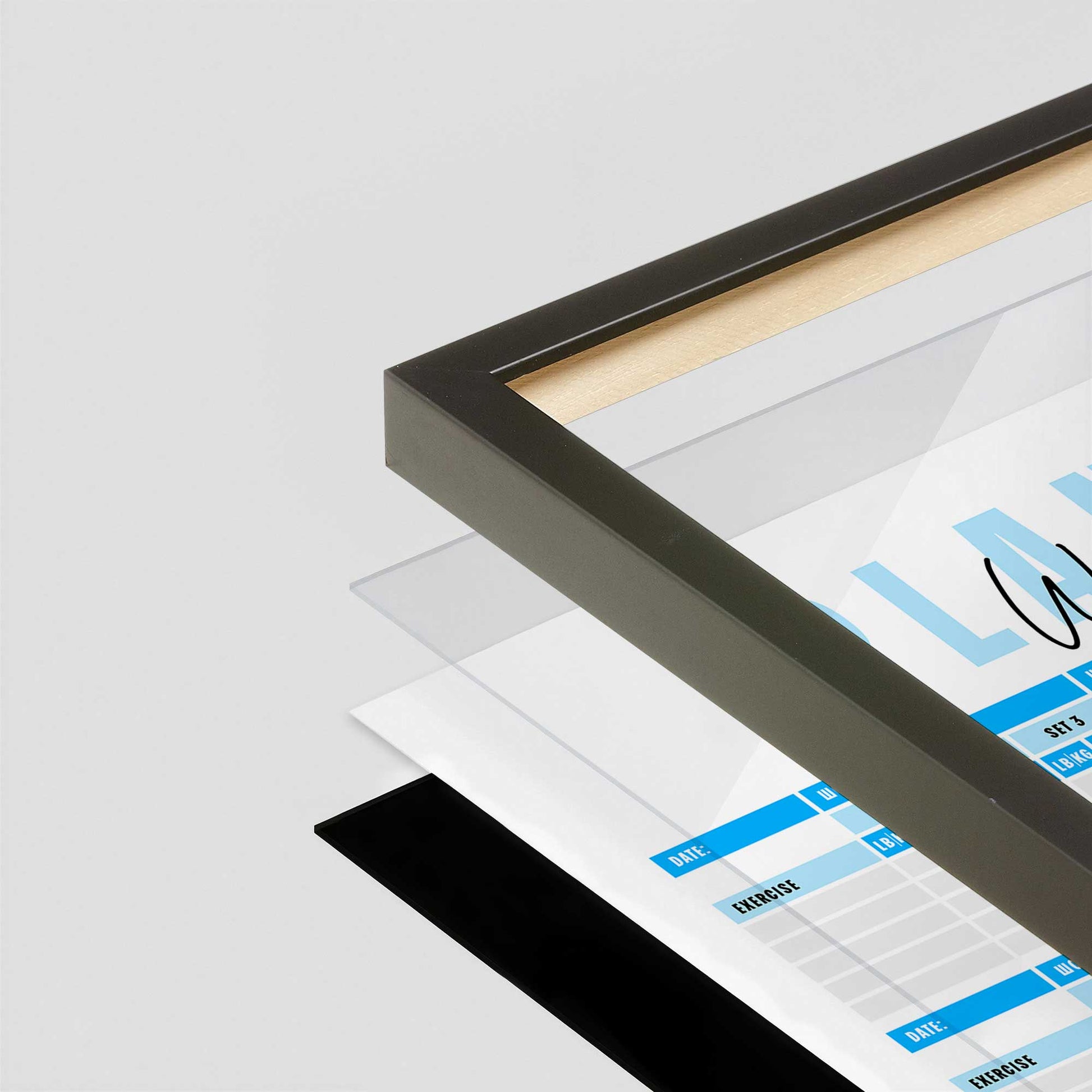 [Color:Satin Black], Picture of art in a Satin Black frame at an angle