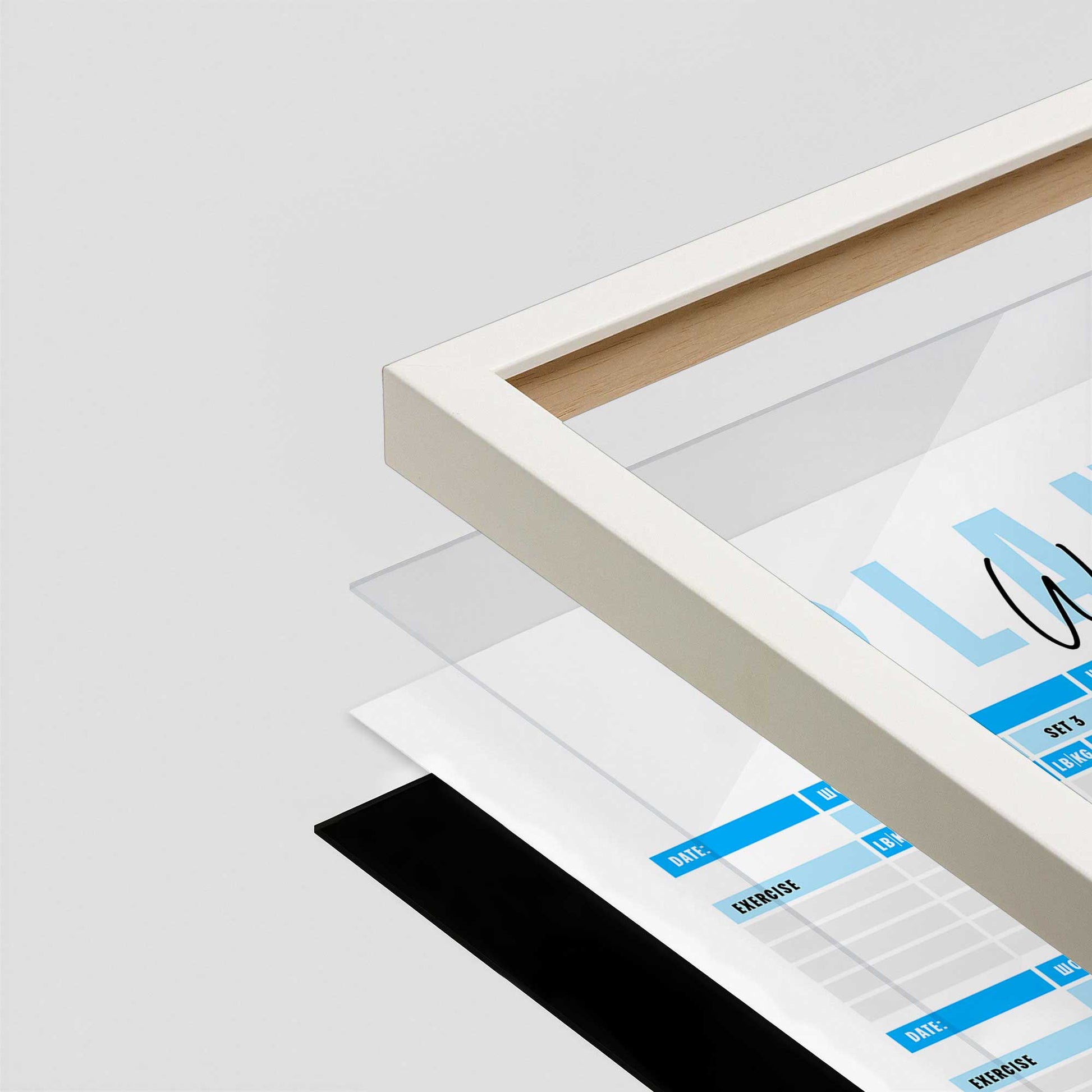 [Color:Opaque White], Picture of art in a Opaque White frame at an angle