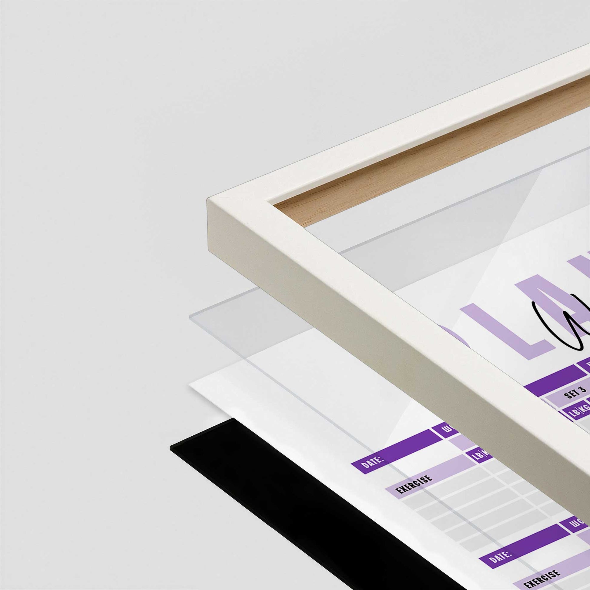 [Color:Opaque White], Picture of art in a Opaque White frame at an angle