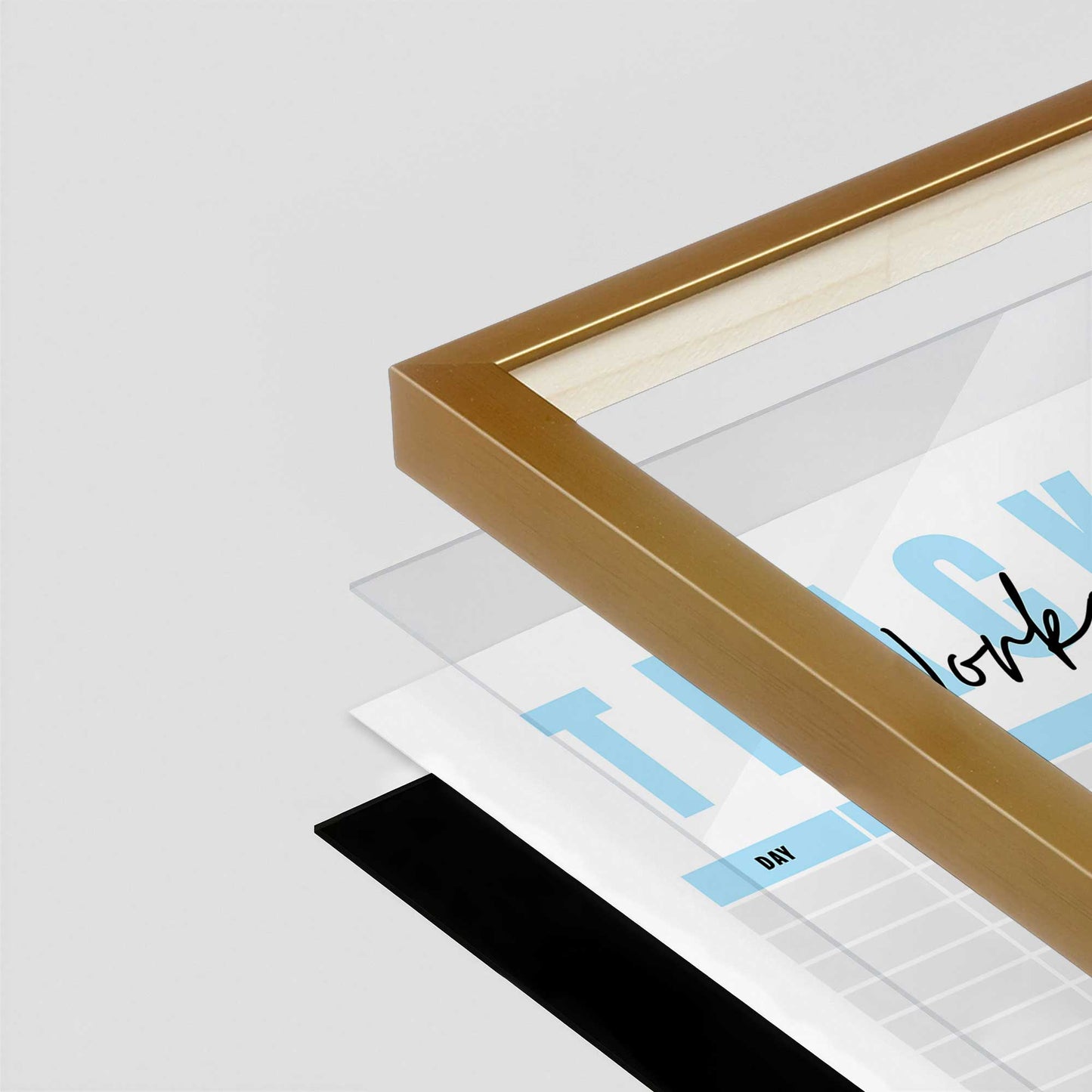 [Color:Polished Gold], Picture of art in a Polished Gold frame at an angle