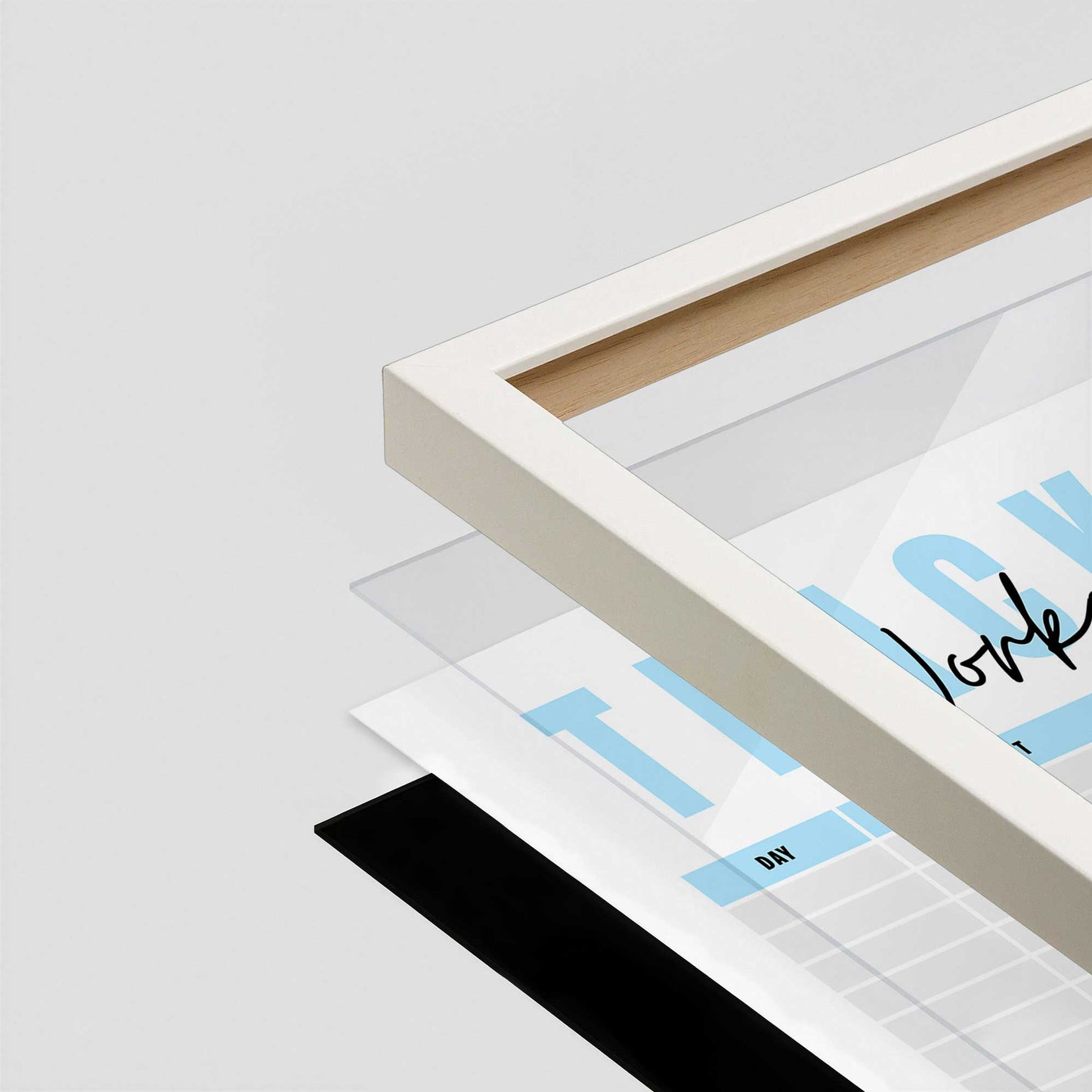 [Color:Opaque White], Picture of art in a Opaque White frame at an angle