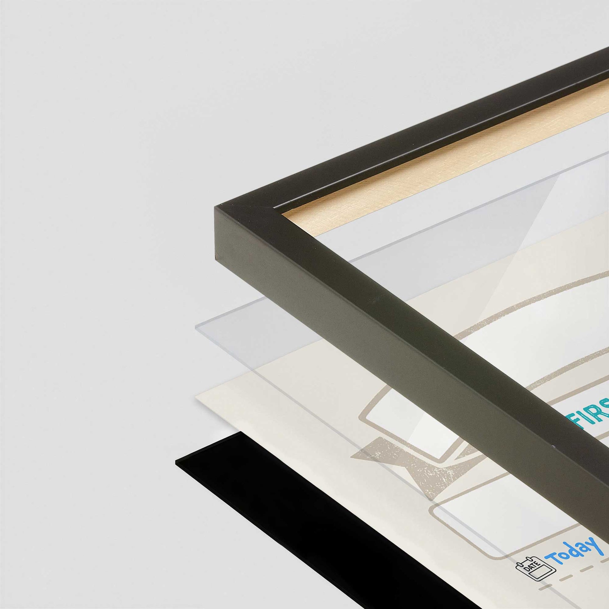 [Color:Satin Black], Picture of art in a Satin Black frame of the corner