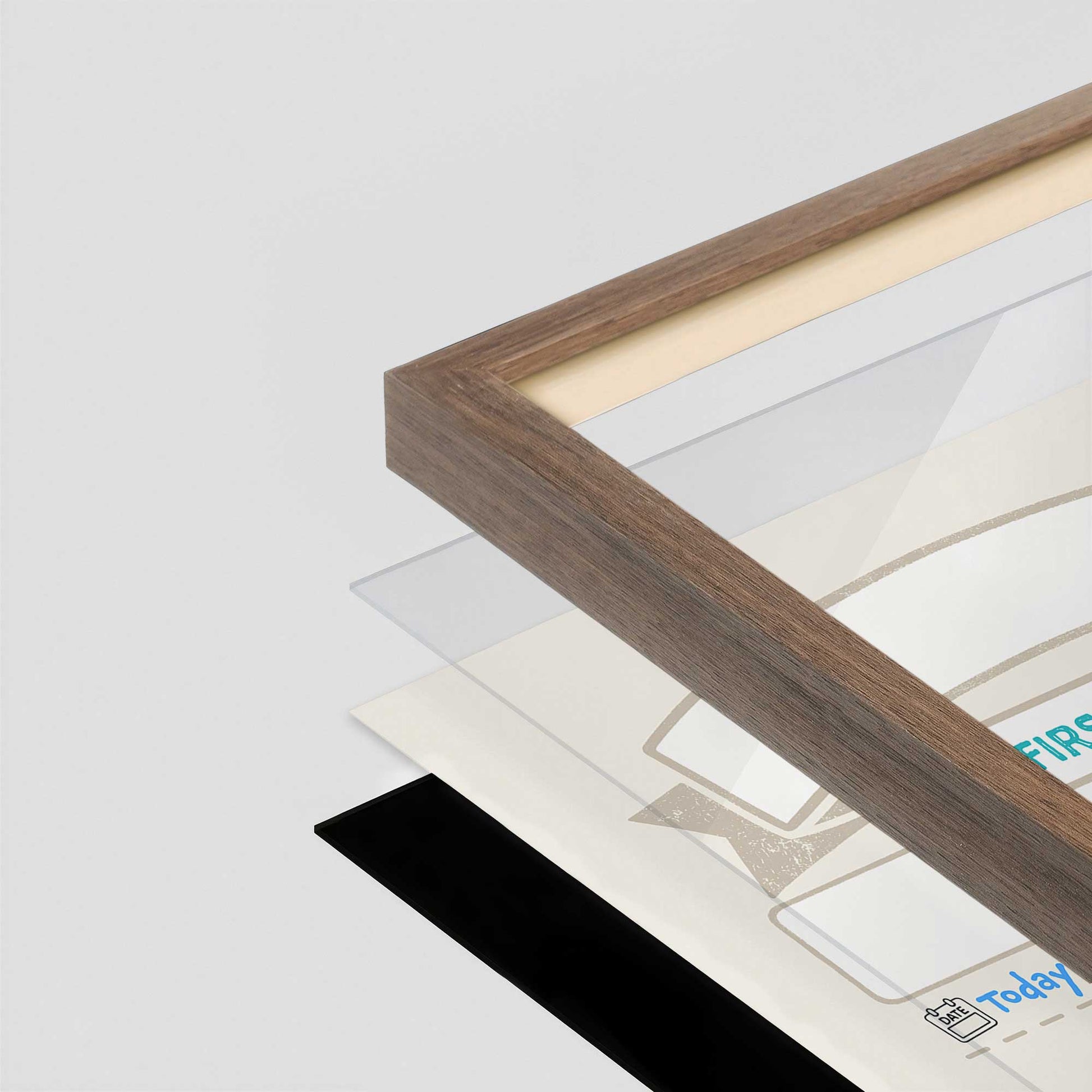 [Color:Walnut], Picture of art in a Walnut frame of the corner