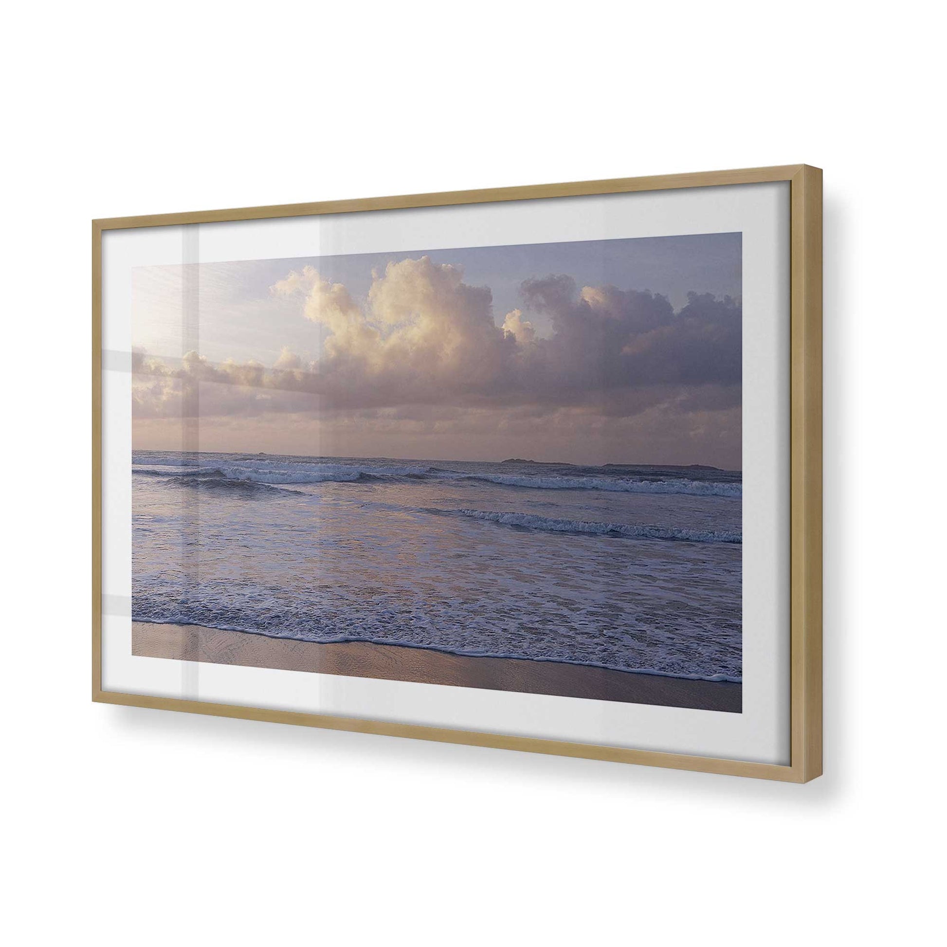 [Color:Brushed Gold], Picture of art in a Brushed Gold frame at an angle