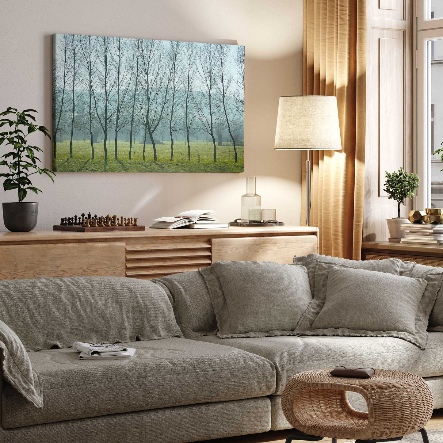 Misty Normandy Meadow Print on Canvas