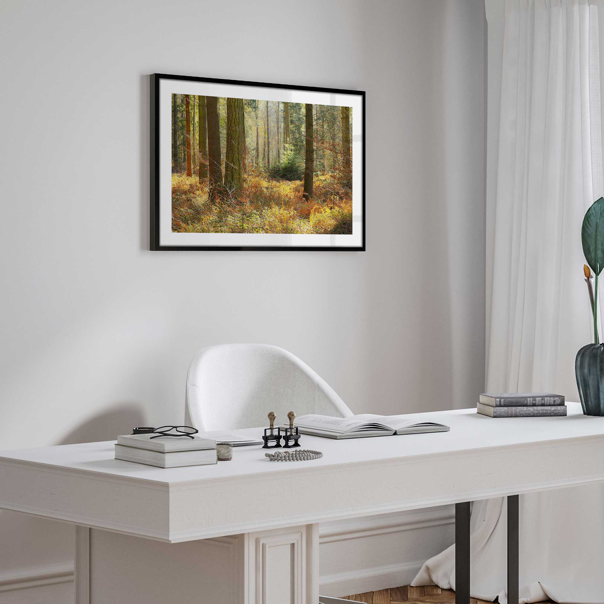 Autumn Whispers in Normandy framed paper print hanging in office
