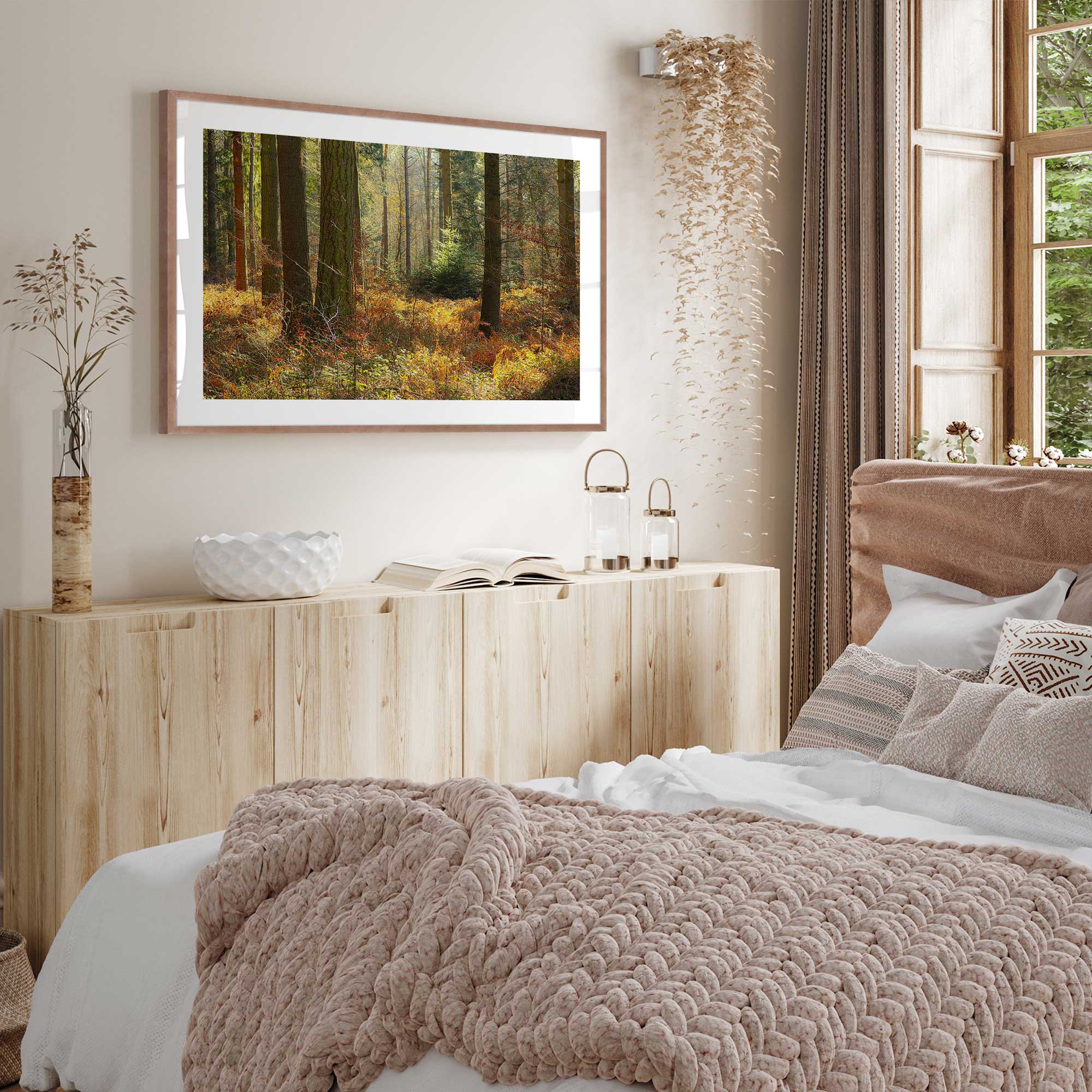 autumn whispers in Normandy print on a bedroom wall