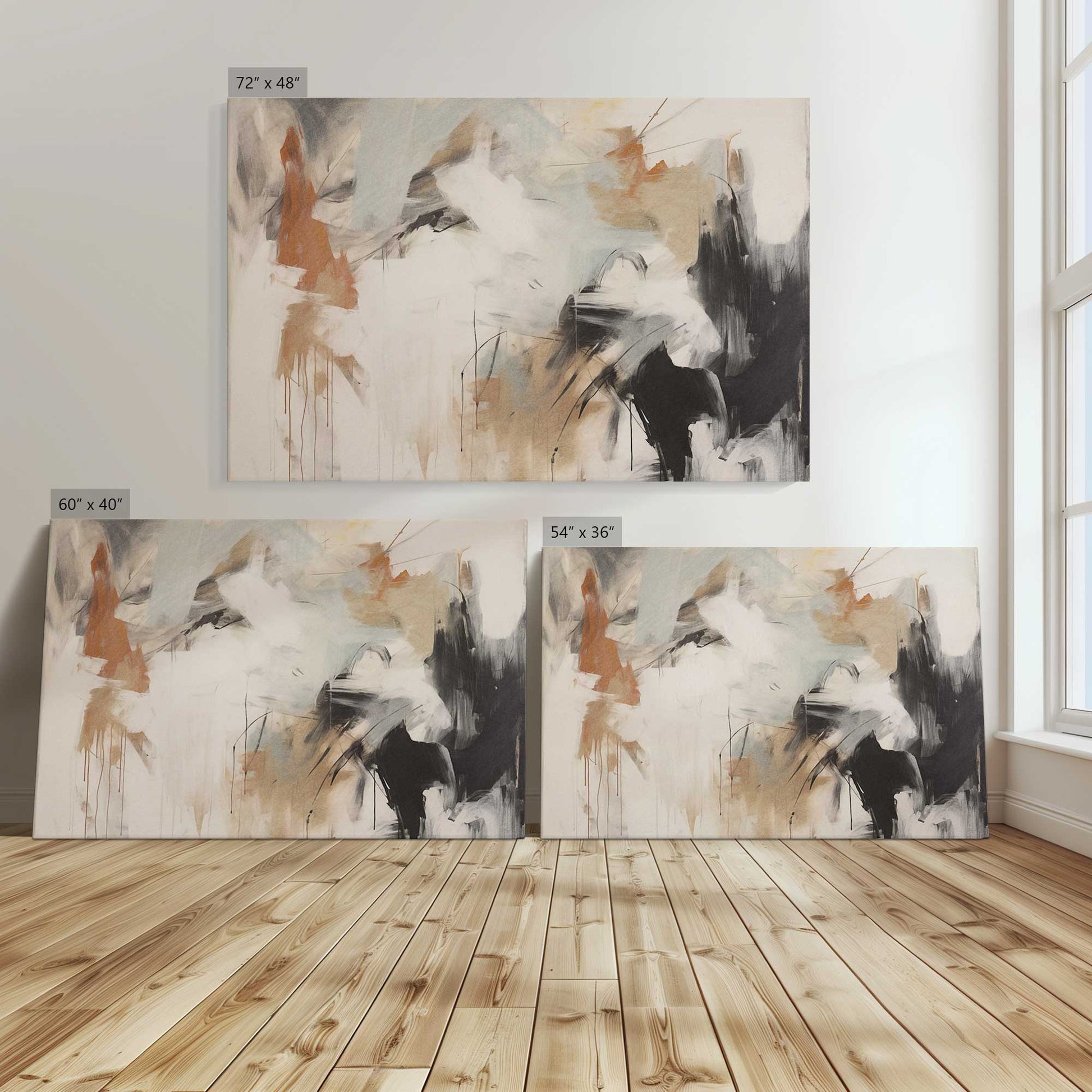 [Color:Stretched Canvas], Image showing the size comparisons