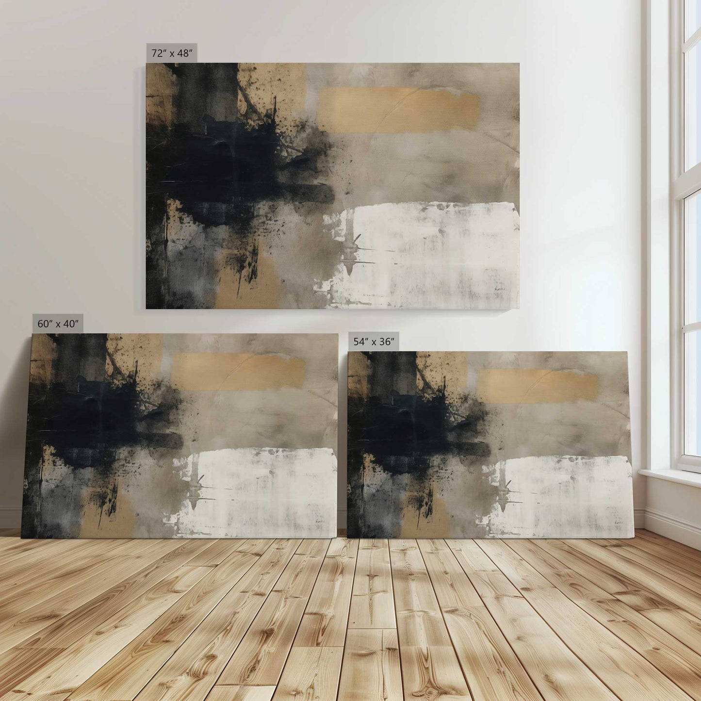 [Color:Stretched Canvas], Image showing the size comparisons