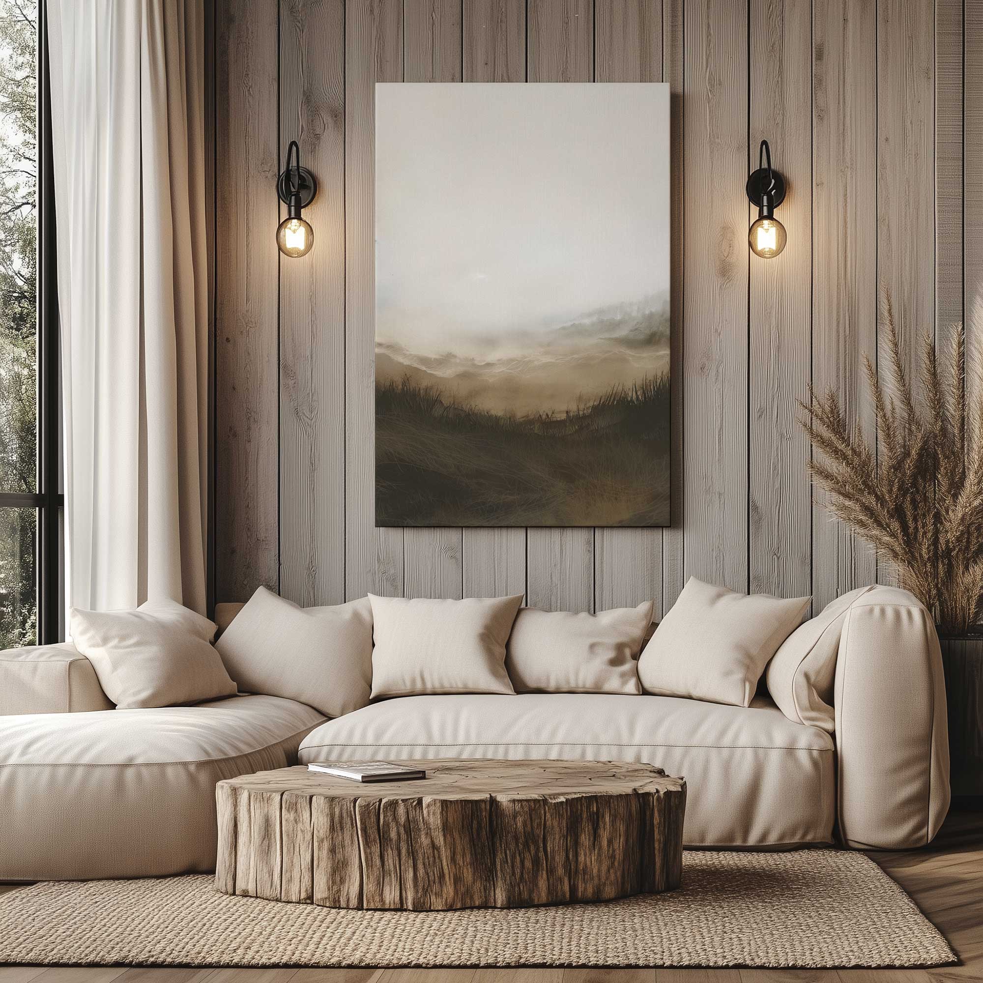 Fogbound Meadows canvas print of abstract foggy field