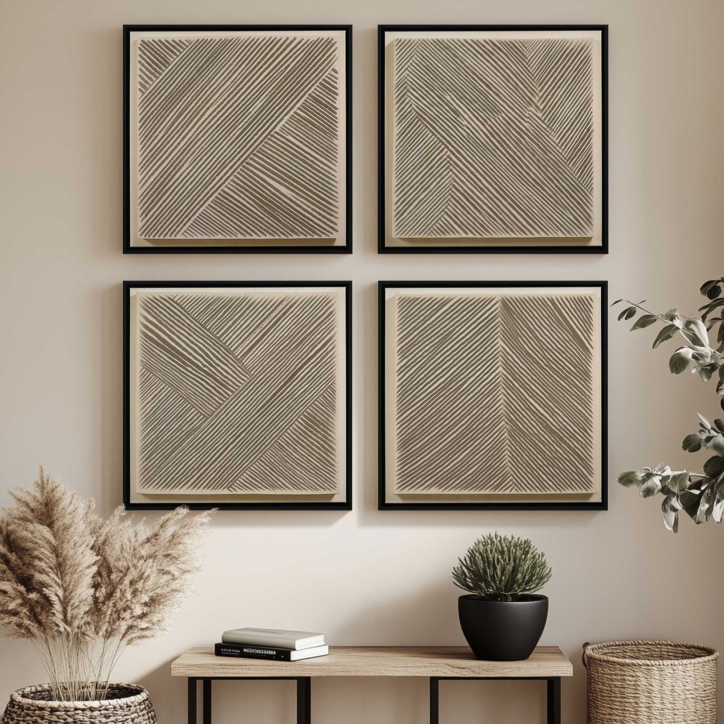 Linear Illusion, Set of 4 Print on Canvas