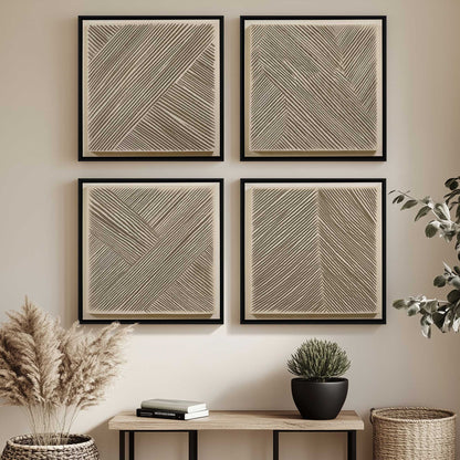 Linear Illusion, Set of 4 Print on Canvas