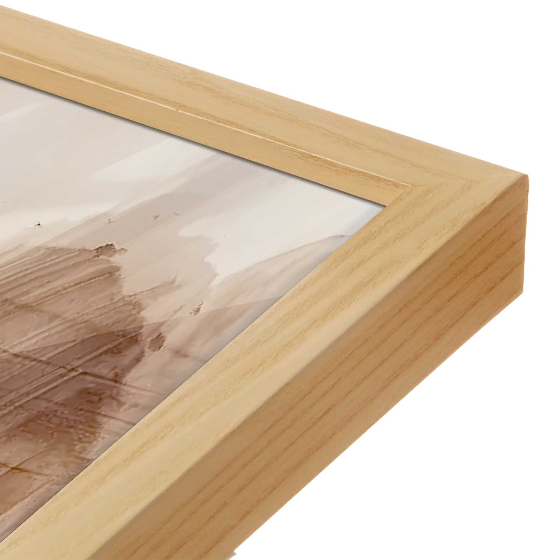 [Color:American Maple], Picture of art in a American Maple frame at an angle