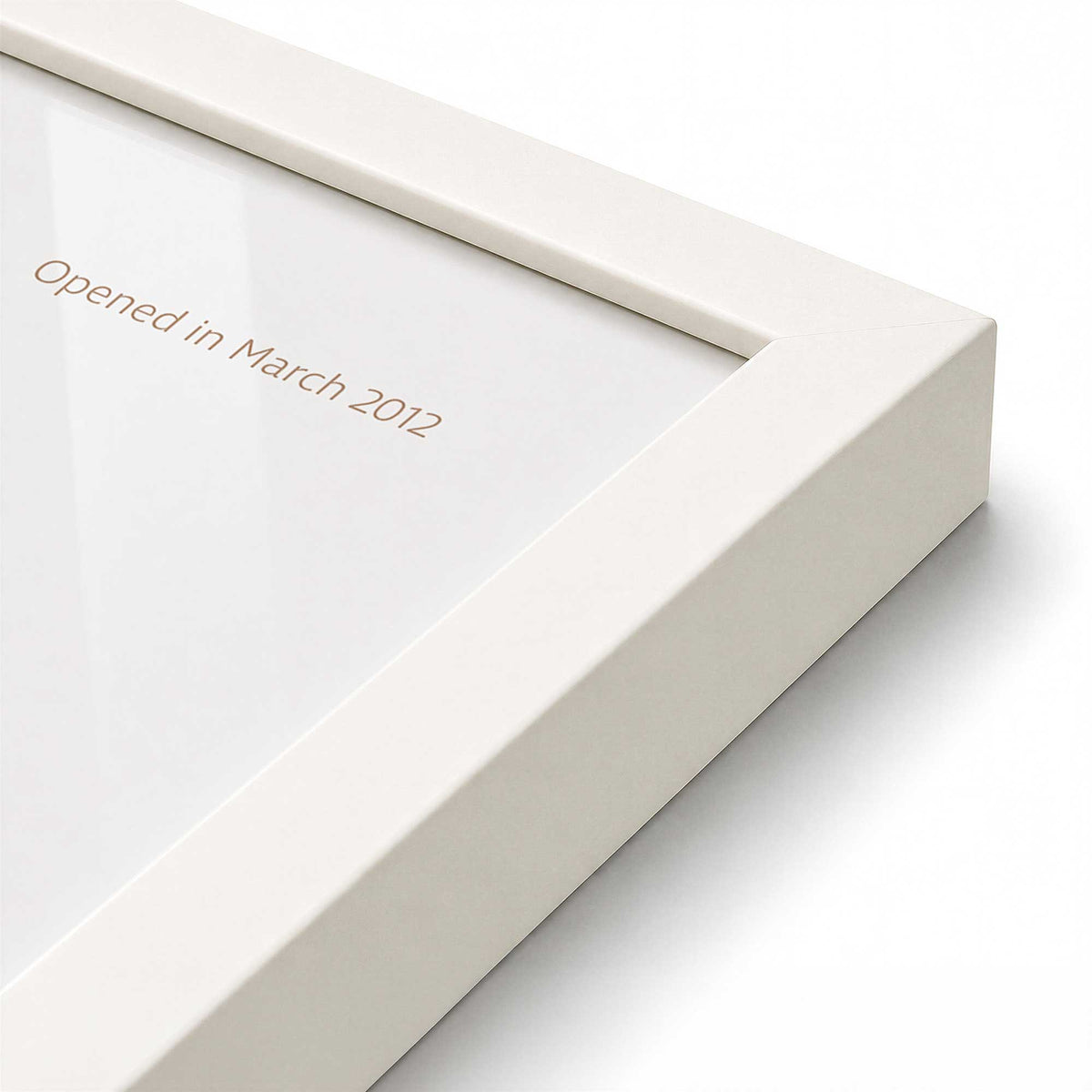 [Color:Opaque White], Picture of art in a Polished Chrome frame at an angle