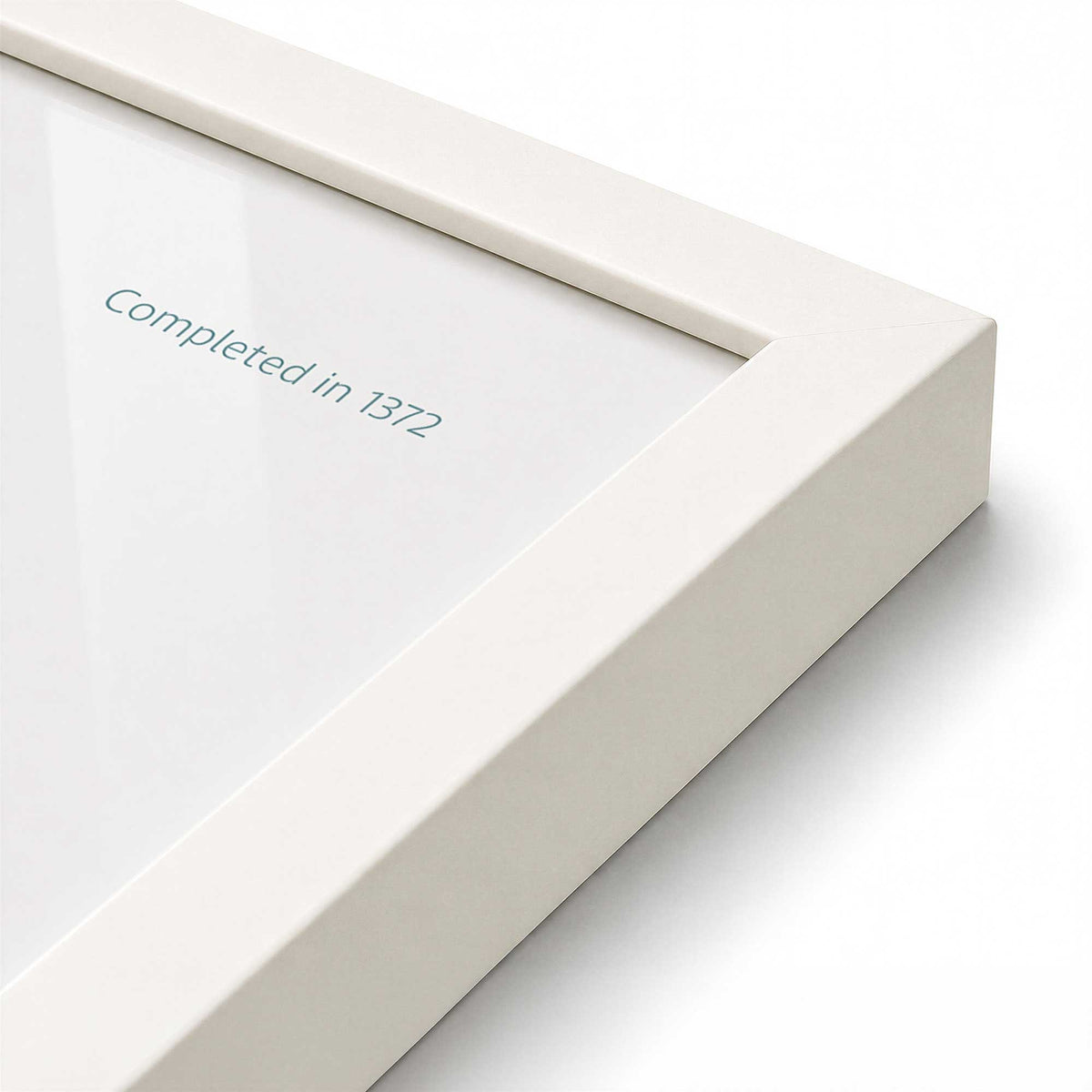 [Color:Opaque White], Picture of art in a Polished Chrome frame at an angle