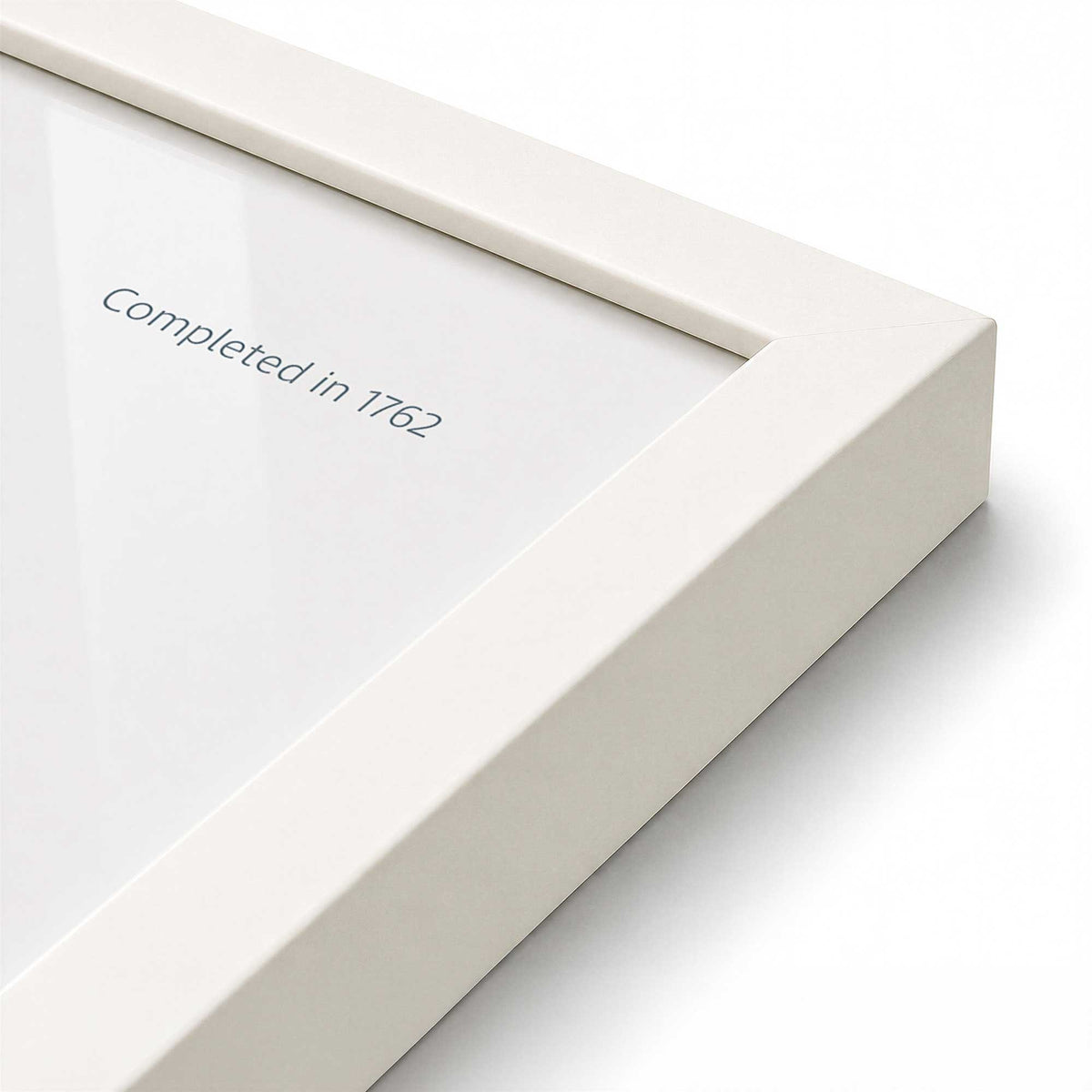 [Color:Opaque White], Picture of art in a Polished Chrome frame at an angle