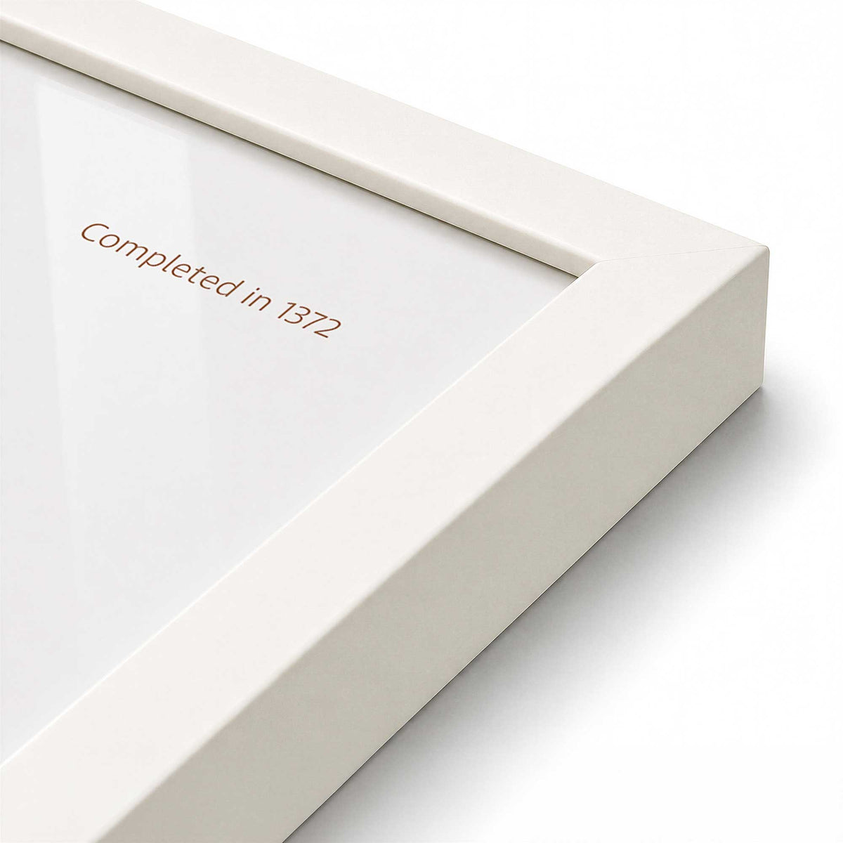 [Color:Opaque White], Picture of art in a Polished Chrome frame at an angle