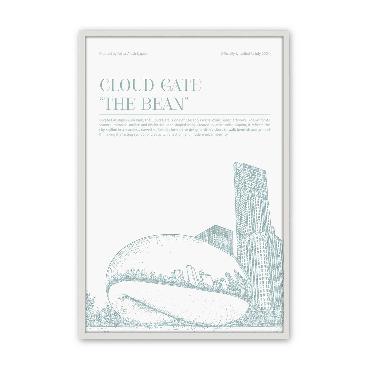 [Color:Opaque White], Picture of art in a Polished Chrome frame