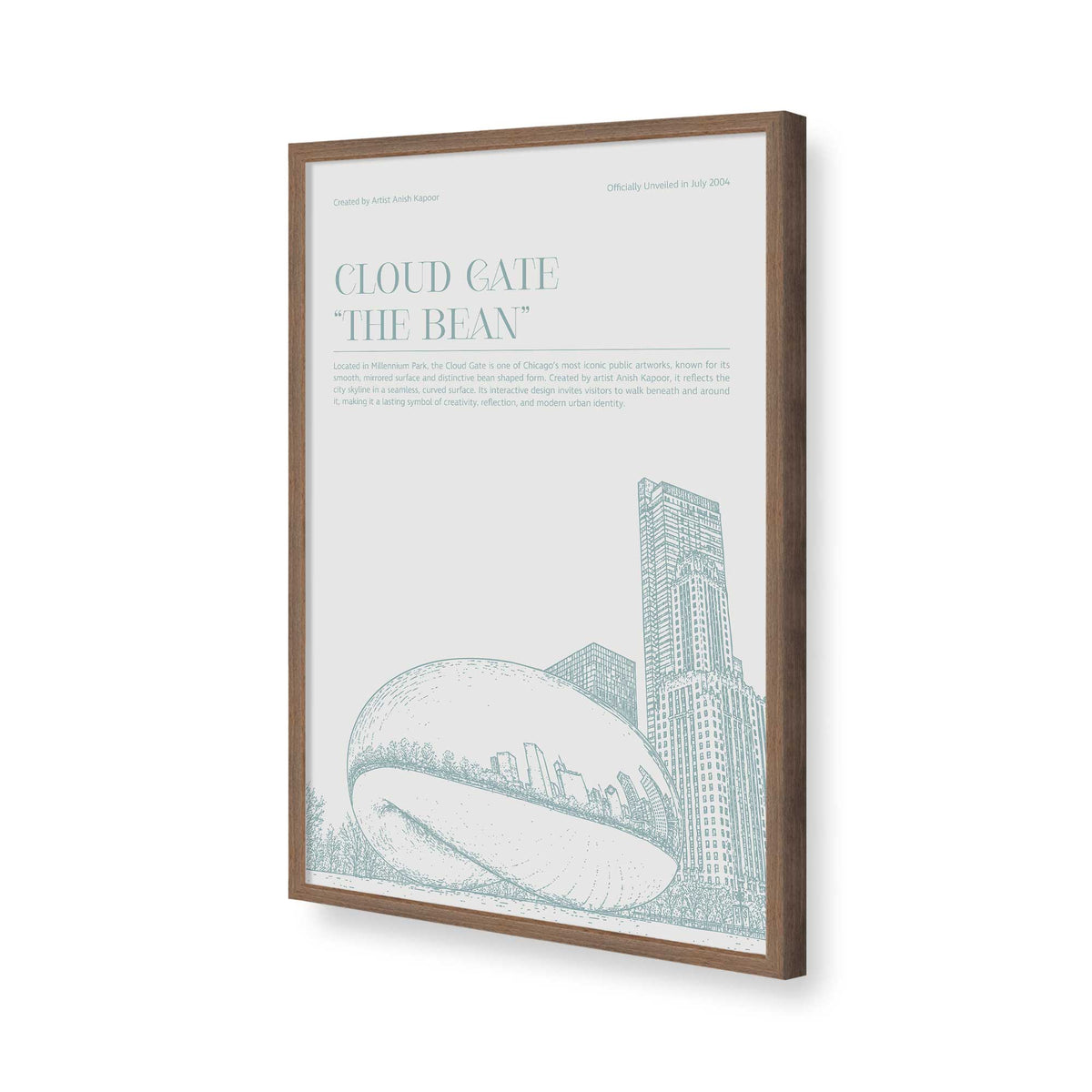 [Color:Walnut], Picture of art in a Polished Chrome frame of the corner