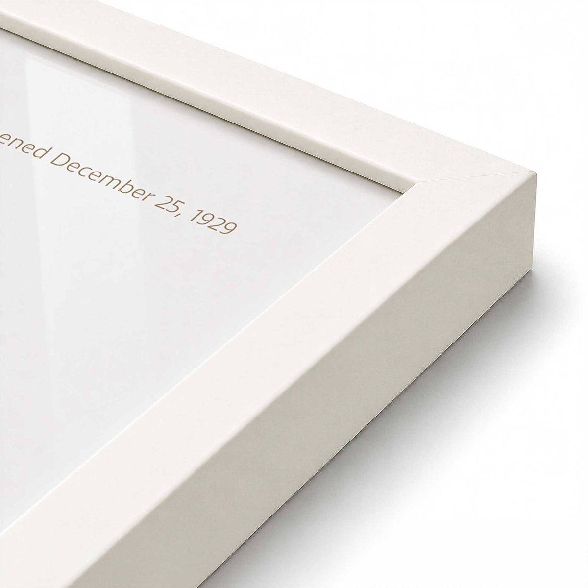 [Color:Opaque White], Picture of art in a Polished Chrome frame at an angle