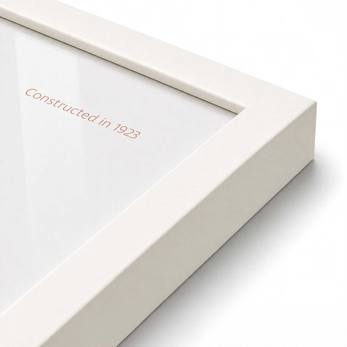[Color:Opaque White], Picture of art in a Polished Chrome frame at an angle