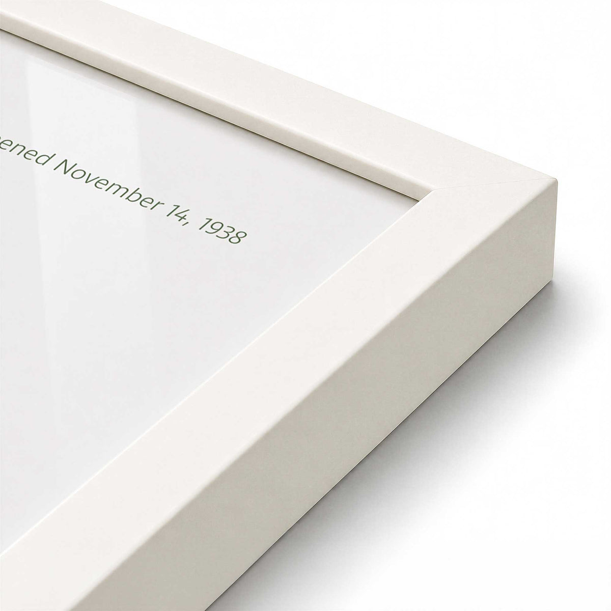 [Color:Opaque White], Picture of art in a Polished Chrome frame at an angle