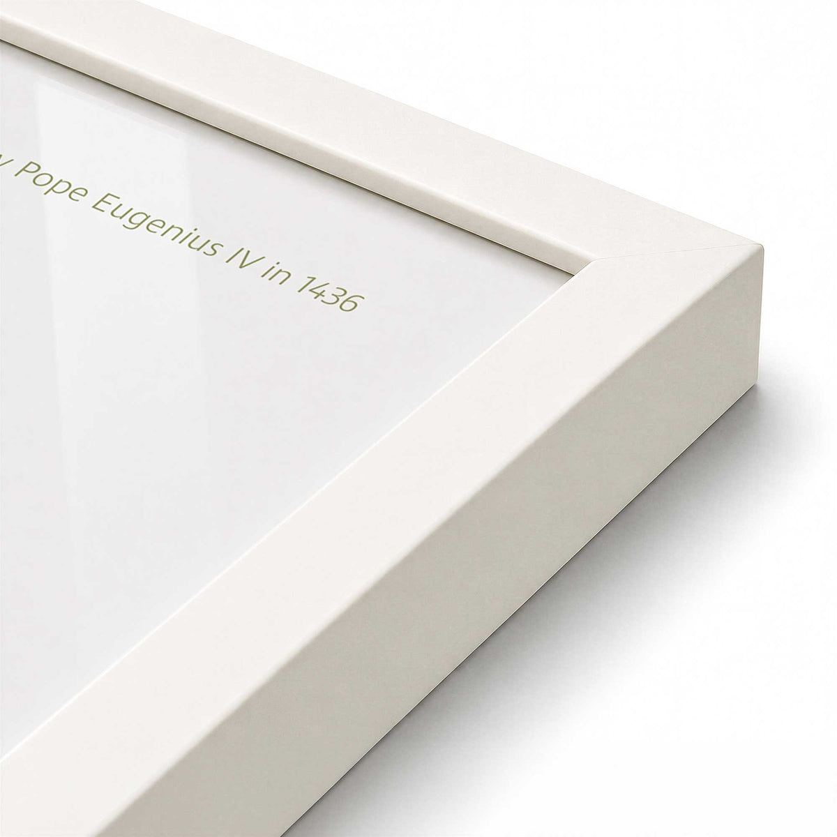 [Color:Opaque White], Picture of art in a Polished Chrome frame at an angle