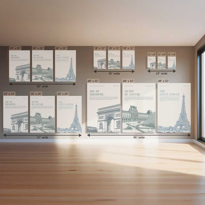 France Monuments Trio, Set of 3 Prints on Canvas