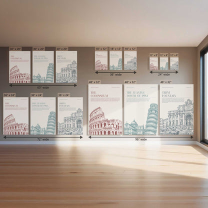 Italy Monuments Trio I, Set of 3 Prints on Canvas