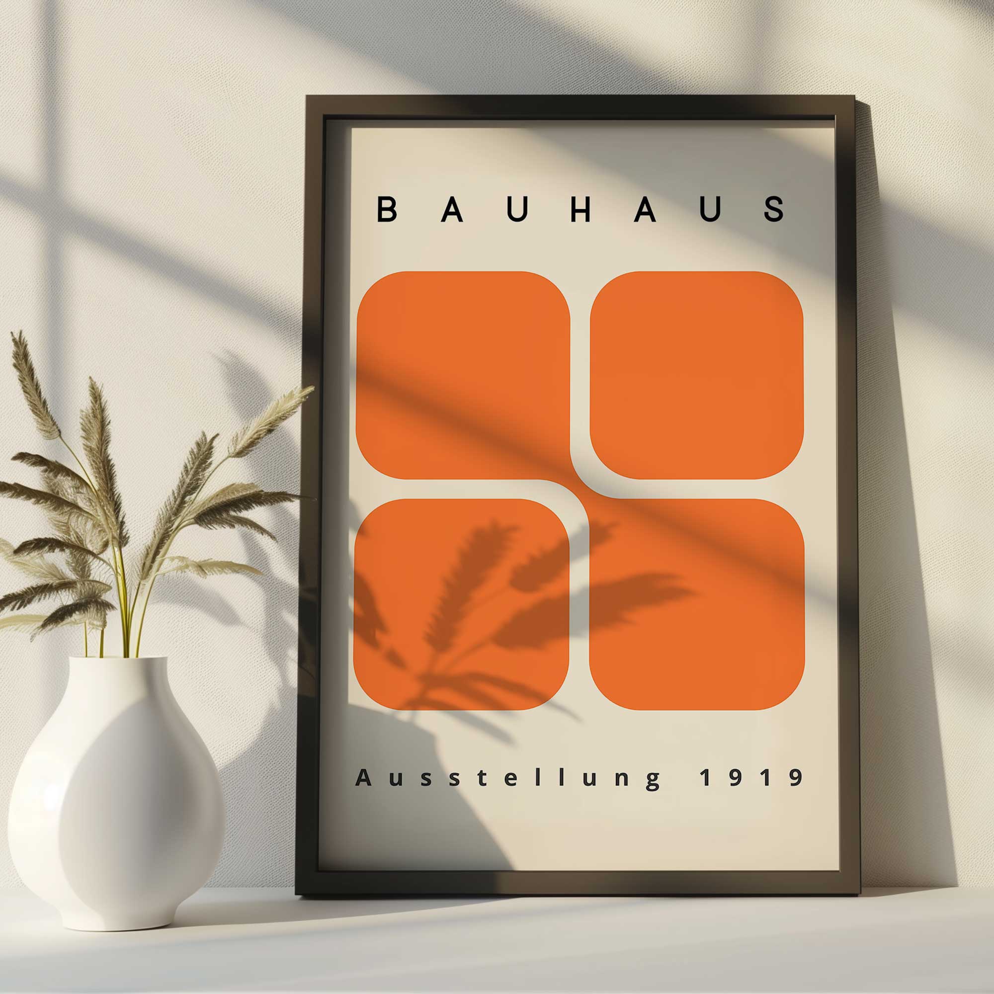 Bauhaus 1919 Retro blocks print in a black frame