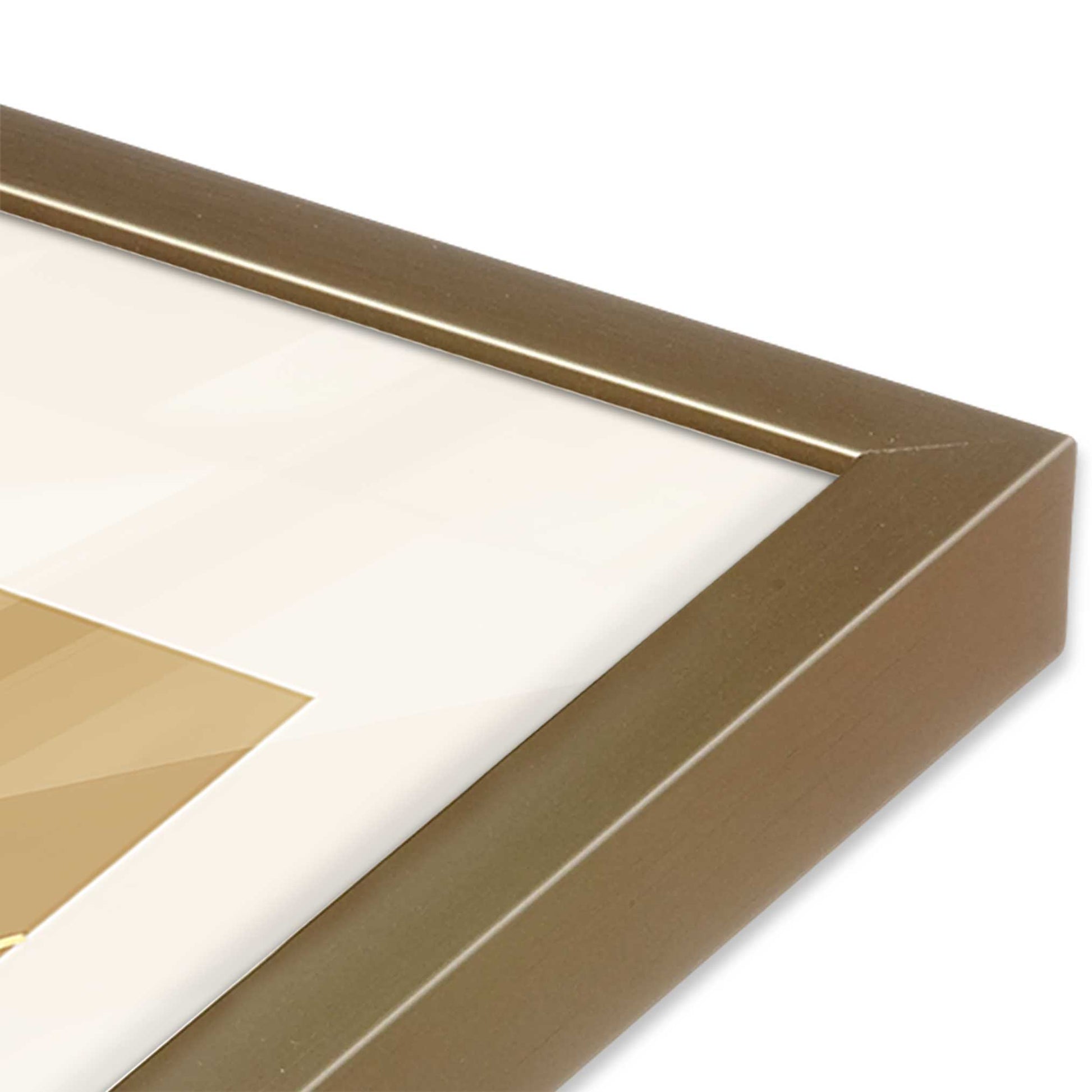 [Color:Brushed Gold], Picture of art in a Brushed Gold frame at an angle