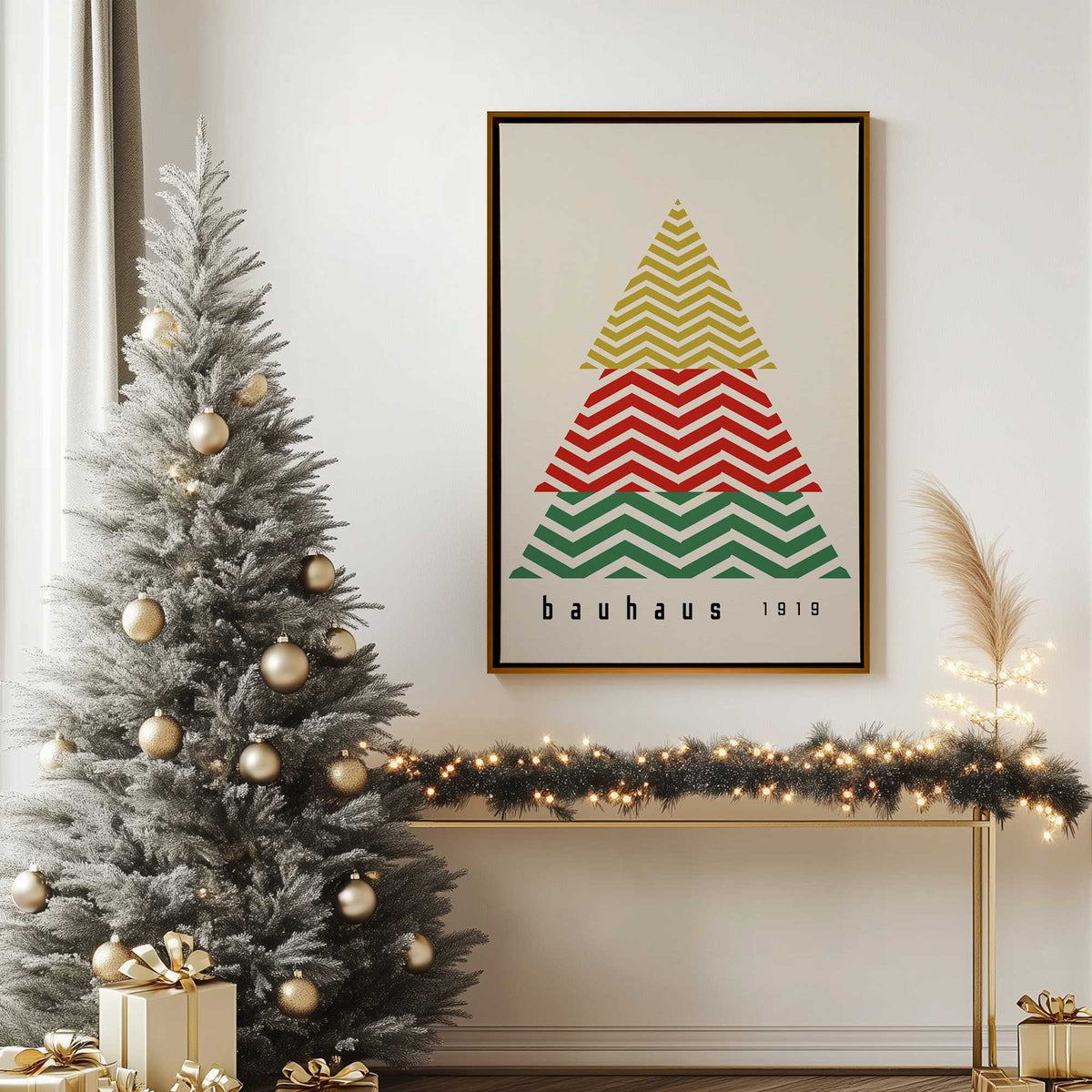 Bauhaus Christmas Tree Print on Canvas Stretched Canvas / 30