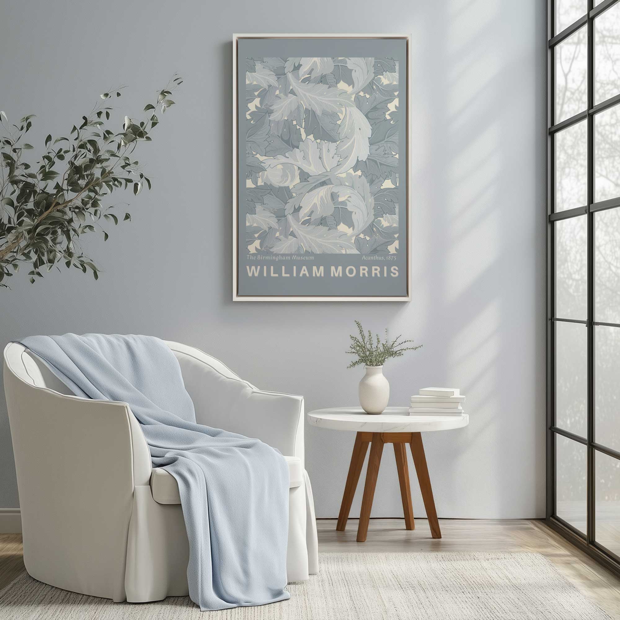 Gray  Acanthus by William Morris hanging in in a modern living room