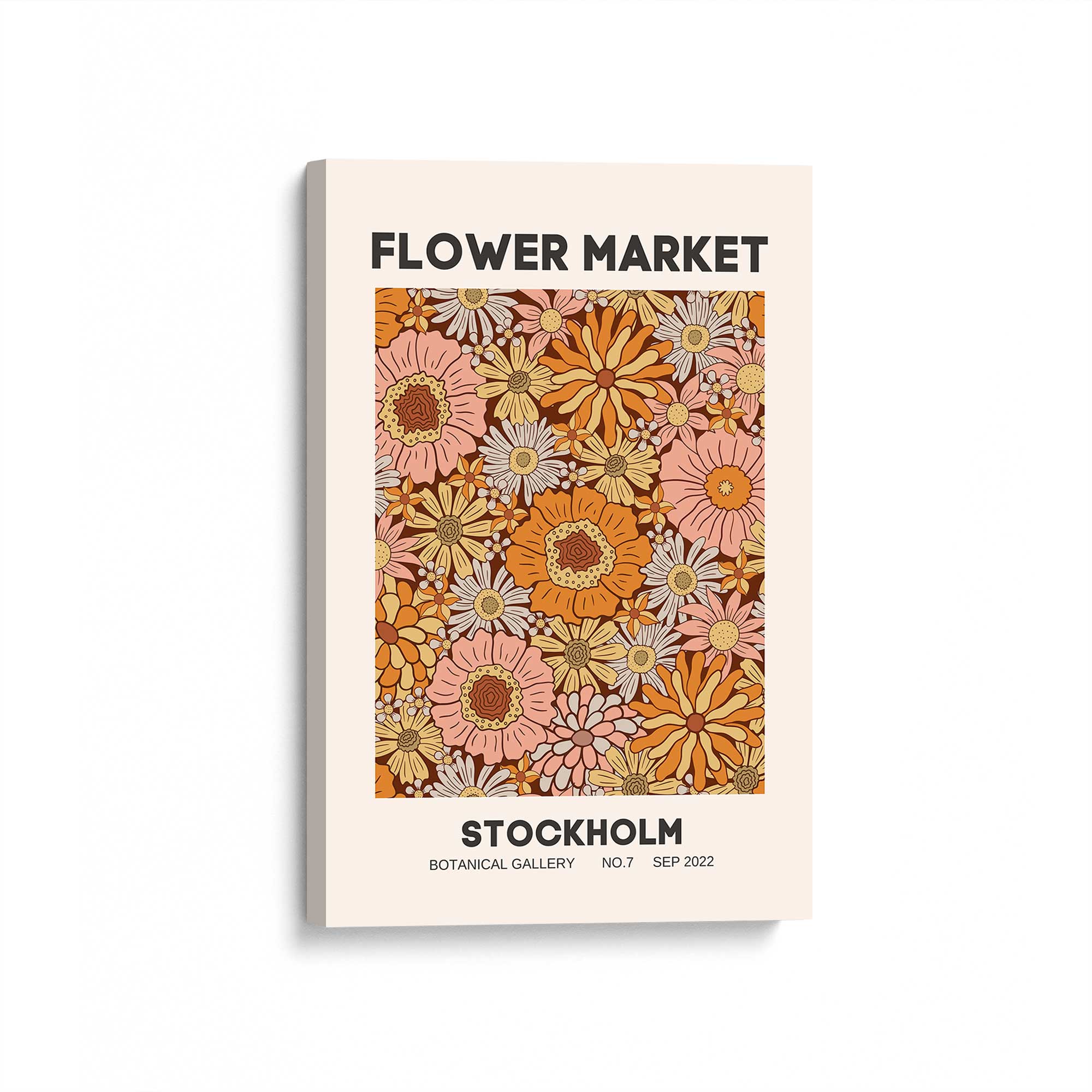 retro stockholm flower market print on canvas