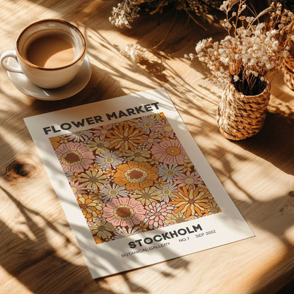 Retro Stockholm Flower Market Print