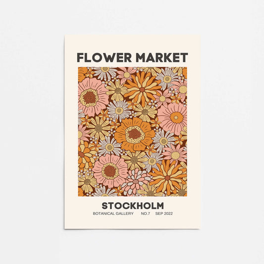 Retro Stockholm Flower Market Promotional Rolled Print