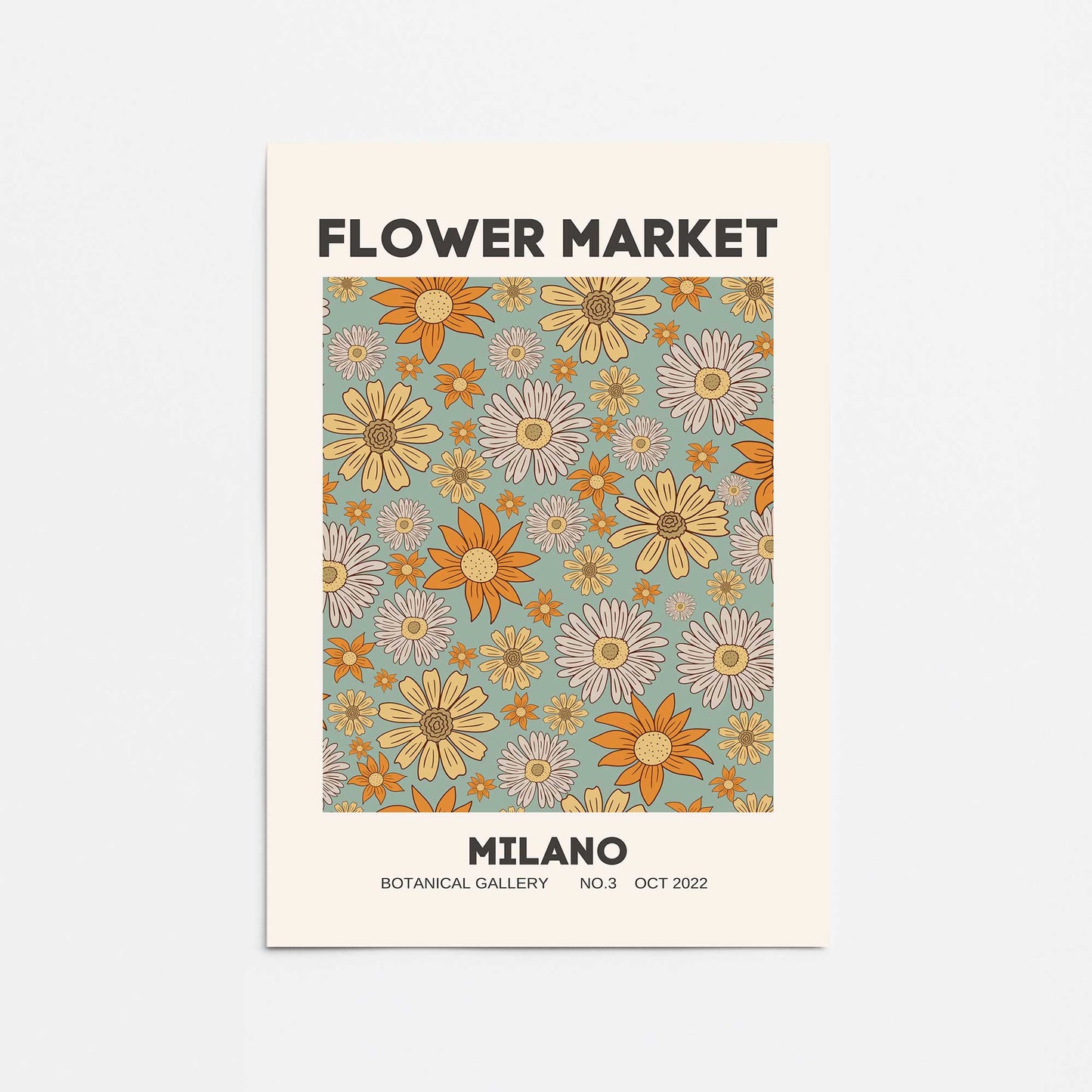 Retro Milano Flower Market Promotional Rolled Print
