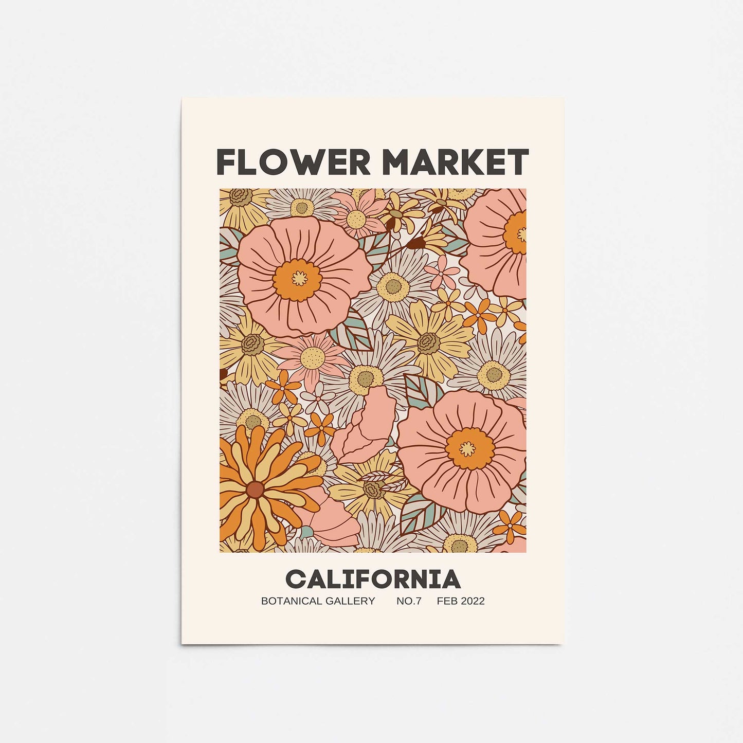 Retro California Flower Market Promotional Rolled Print