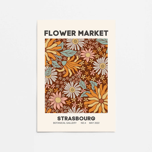 Retro Strasbourg Flower Market Promotional Rolled Print
