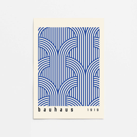 Bauhaus Abstract Arches in Blue Promotional Rolled Print