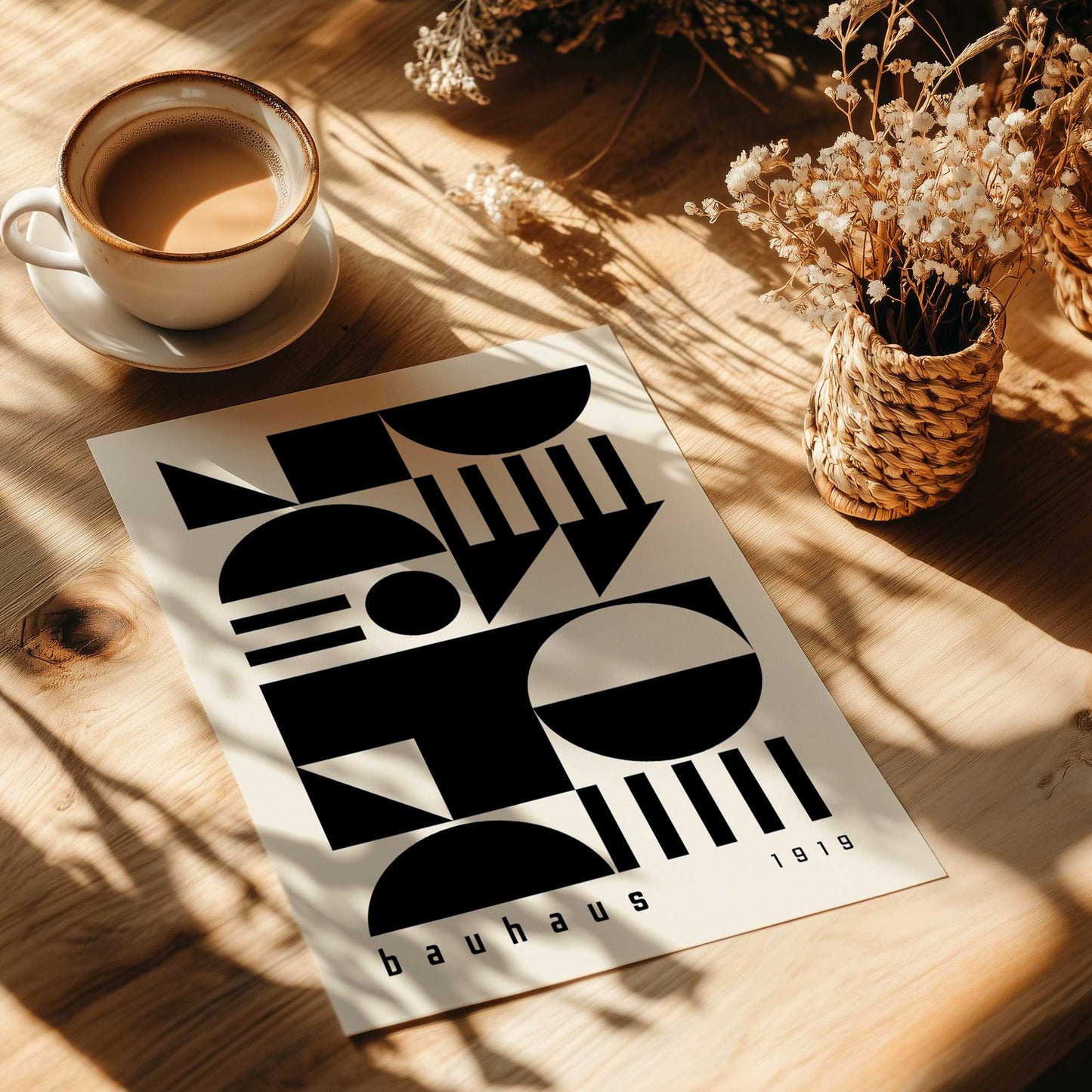 Monochrome Bauhaus Shapes Print