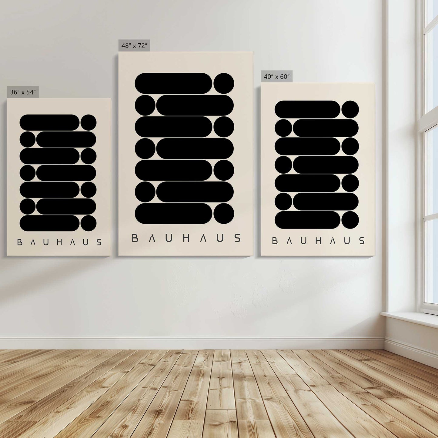 [Color:Stretched Canvas], Image showing the size comparisons