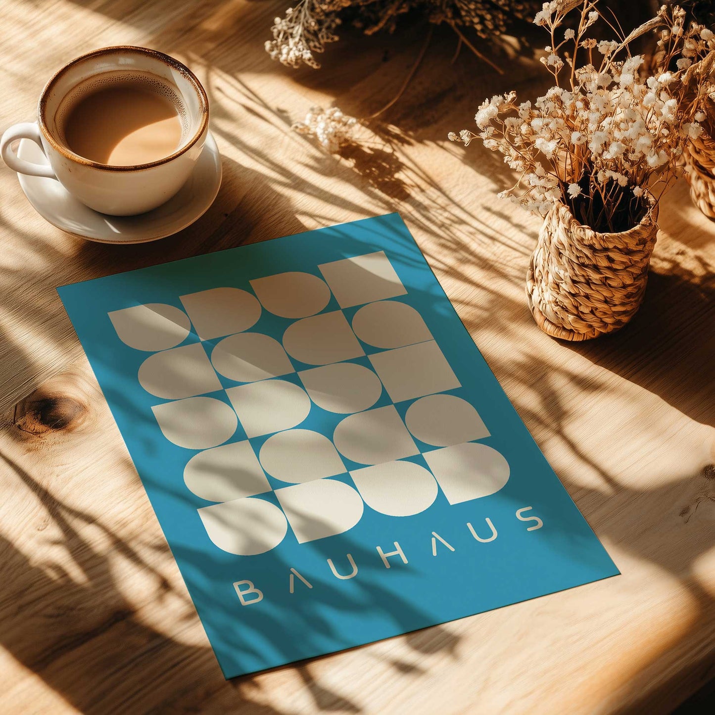 Teal and Cream Bauhaus Geometry Print