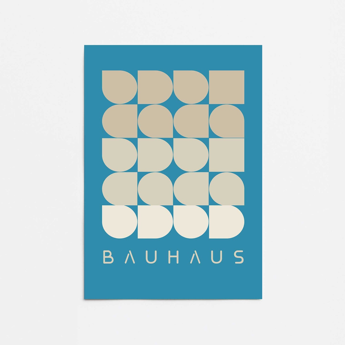 Teal and Cream Bauhaus Geometry Promotional Rolled Print